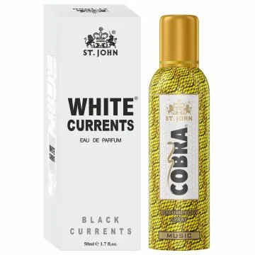 ST-JOHN Cobra Deodrant No Gas Music 100ml and White Current 50ml Perfume Combo Pack Perfume Body Spray – For Men and Women 150 ml Pack of 2