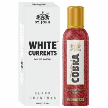 ST-JOHN Cobra Deodrant No Gas True Man 100ml and White Current 50ml Perfume Combo Pack Perfume Body Spray – For Men and Women 150 ml Pack of 2