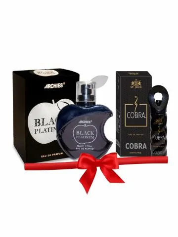ST-JOHN Cobra Eau De Perfume and Archies Black Platinum Eau De Perfumes for Men 50ml Each Long lasting Pack of 2