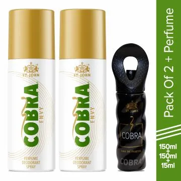 ST-JOHN Cobra ENVY Perfum Deodorant Spray 150ml Each Deodorant for Men and Women and Cobra Eau De Perfume for Men 15ml Pack of 3