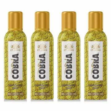 ST-JOHN Cobra Music Perfume Body Spray for Men up to 24 hours 100ml Each Pack of 4