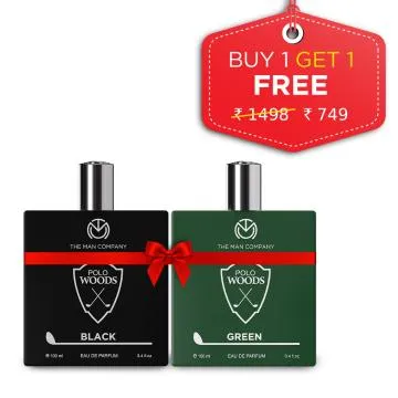 The Man Company Black and Green Polo Woods EDP 100ml  Buy 1 Get 1
