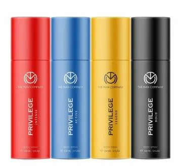The Man Company Privilege Deodorants for Men 150ml each Pack of 4 – Active Legend Intense and Bold