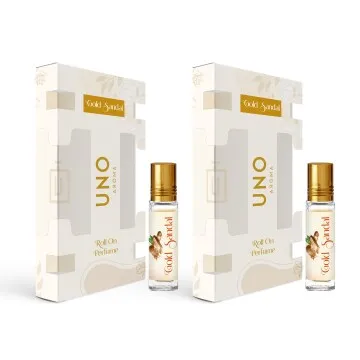 UNO Aroma Unisex Gold Sandal Roll-On-Attar With Long-Lasting Fragrance Perfume Pack Of 2 – 8 ml Each