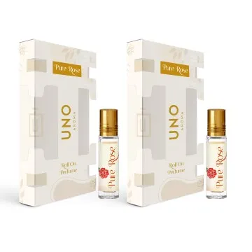 UNO Aroma Unisex Pure Rose Roll-On-Attar With Long-Lasting Fragrance Perfume Pack Of 2 – 8 ml Each