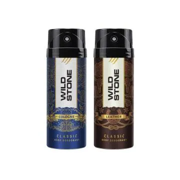 Wild Stone Classic Cologne and Leather Deodorant Combo for Men Pack of 2 225ml each