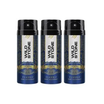 Wild Stone Classic Cologne Deodorant for Men Pack of 3 225ml each