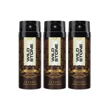 Wild Stone Classic Leather Deodorant for Men Pack of 3 225ml each