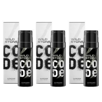 Wild Stone CODE Chrome No Gas Long Lasting Body Perfume Spray for Men Pack of 3 120ml Each