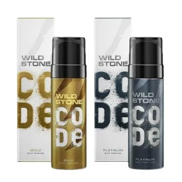 Wild Stone CODE Gold and Platinum No Gas Long Lasting Body Perfume for Men 120ml Pack of 2