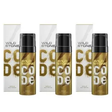 Wild Stone CODE Gold No Gas Long Lasting Body Perfume Spray for Men Pack of 3 120ml Each