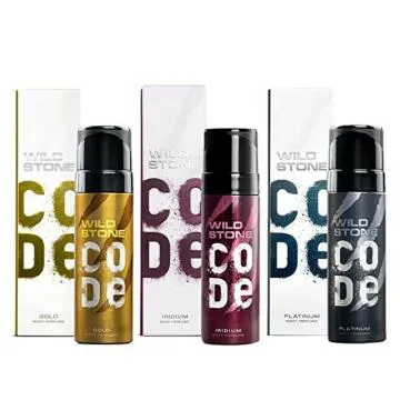 Wild Stone Code Gold Iridium and Platinum No Gas Body Perfume Combo for Men Pack of 3 120 ml each