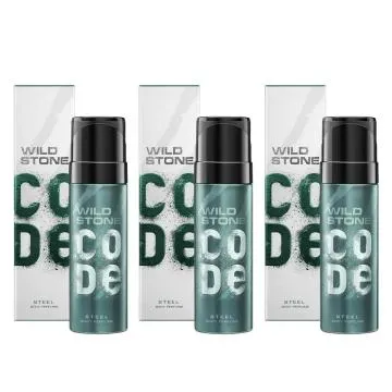 Wild Stone CODE Steel No Gas Long Lasting Body Perfume Spray for Men Pack of 3 120ml Each