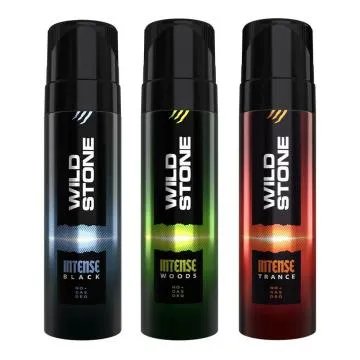 Wild Stone Intense Black Wood and Trance NoGas Deodorant Pack of 3 120ml Each