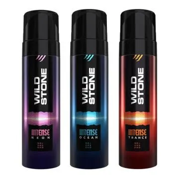 Wild Stone Intense Neon Ocean and Trance NoGas Deodorant Pack of 3 120ml Each
