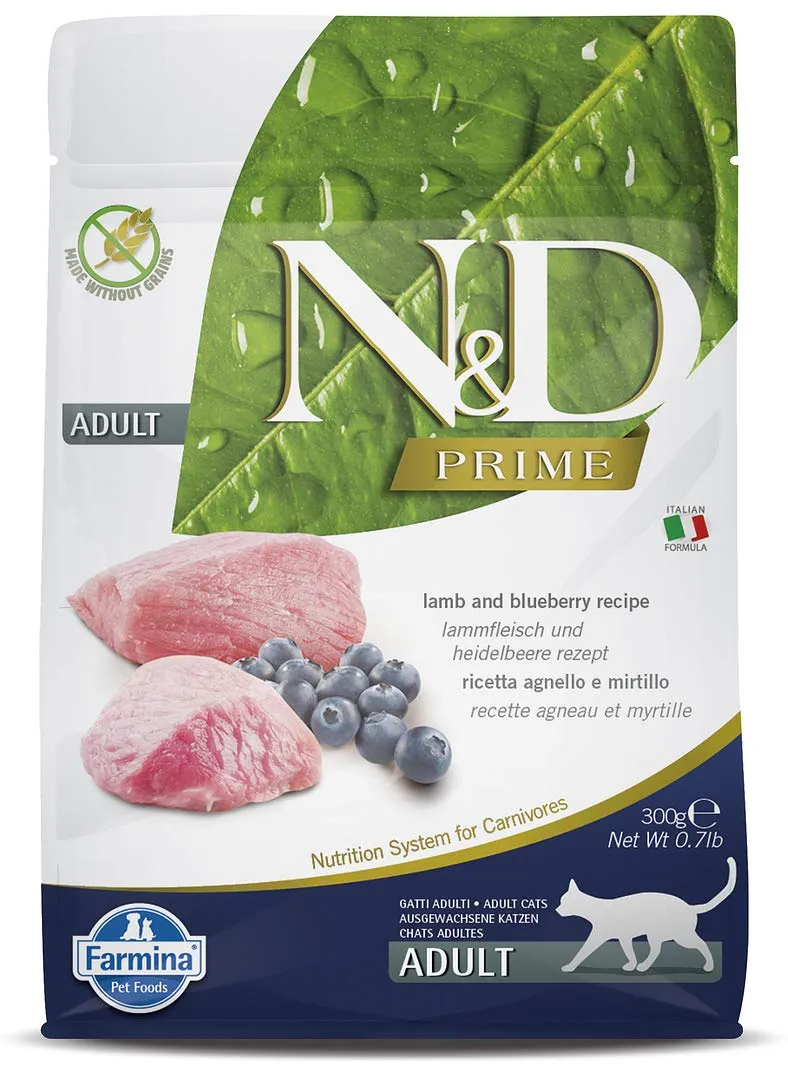 Farmina N and D Prime Lamb And Blueberry Grain Free Adult Cat Dry Food Adult Cat 1.5kg