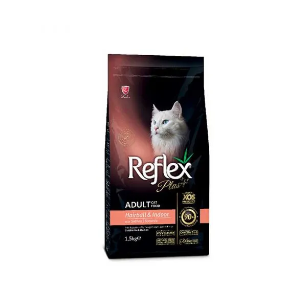 Reflex Plus Hairball  and  Indoor With Salmon Flavour Adult Cat Food Adult Cat 1.5kg