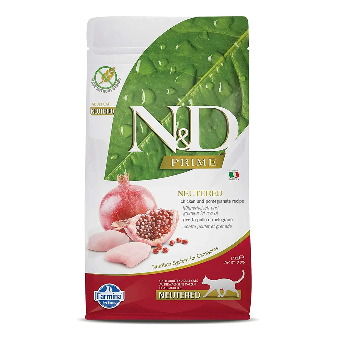Farmina N and D Prime Chicken And Pomegranate Grain Free Neutered Adult Cat Dry Food Adult Cat 5kg