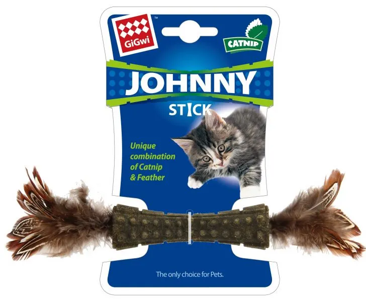 Gigwi Catnip Johnny Stick Double Side Natural Feather Toy All Ages 1