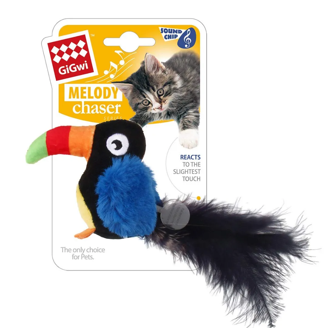 Gigwi Melody Chaser Motion Activated Toucan with Sound Chip Cat Toy All Ages 1