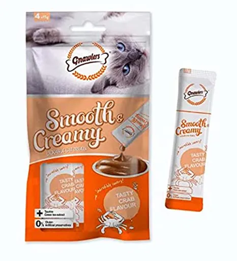 Gnawlers Smooth  and  Creamy Lickable Cat Treats – Crab Flavour –   4x15g   All Ages 60g