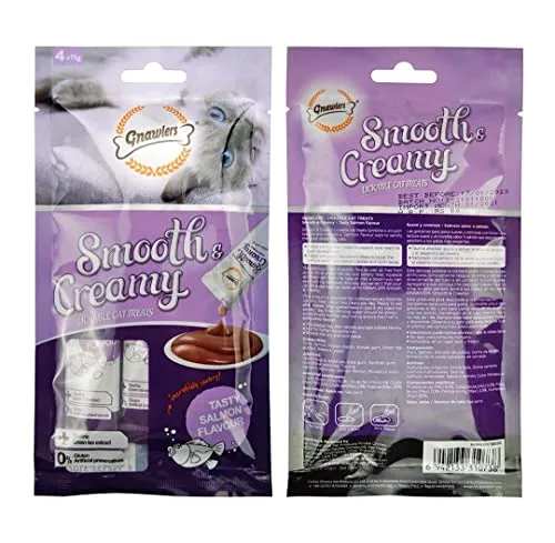 Gnawlers Smooth  and  Creamy Lickable Cat Treats – Salmon Flavour   4X15g   All Ages 60g