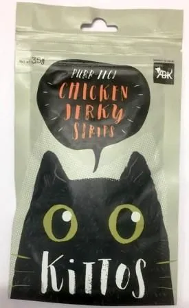 Kittos Chicken Jerky Strips Treat Cat pack of 3 All Ages Pack of 3