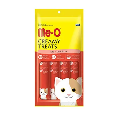 Meo Creamy Treats – Crab Flavor 50g  pack  of 12 All Ages Pack of 12