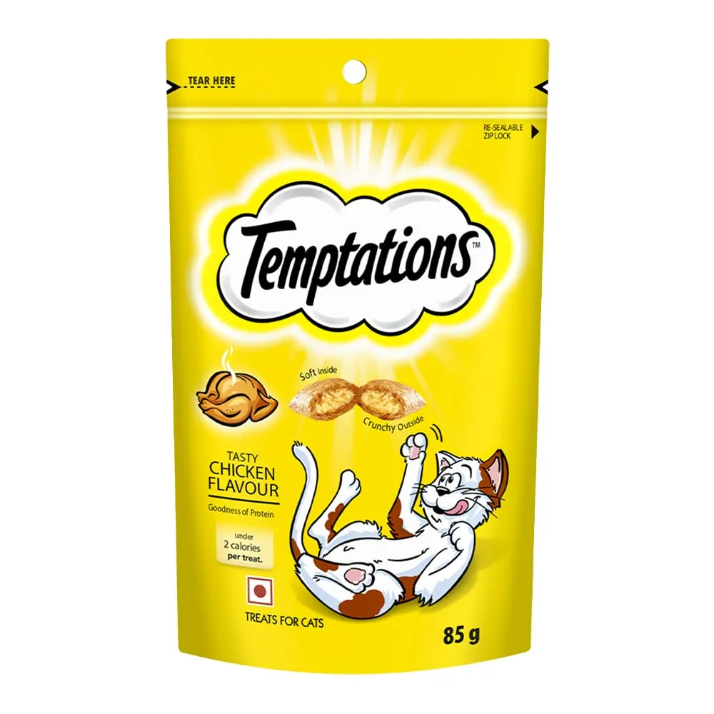 Temptations Tasty Chicken Adult Cat Treats 85 G   Pack Of 6   All Ages Pack of 6