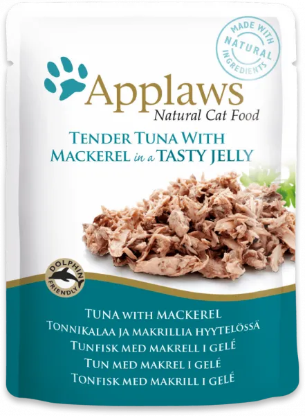 Applaws Natural Cat Food Tender Tuna with Mackerel in a Tasty Jelly- Pouch Adult Cat 70g