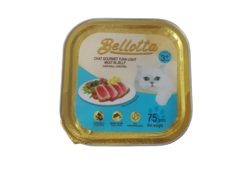 Bellotta Chat Gourmet Tuna Light Meat In Jelly Hair Ball Control –   Cup   Pack Of 28 Adult Cat pack of 28
