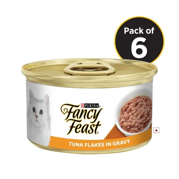 Fancy Feast Tuna Flakes In Gravy Tin Pack Of 5  with  1 Free Tin – 510 G Adult Cat 510g