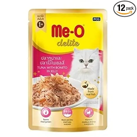 Meo Delite Tuna with Bonito in Jelly Wet Pouch   Pack Of 12   Adult Cat Pack of 12