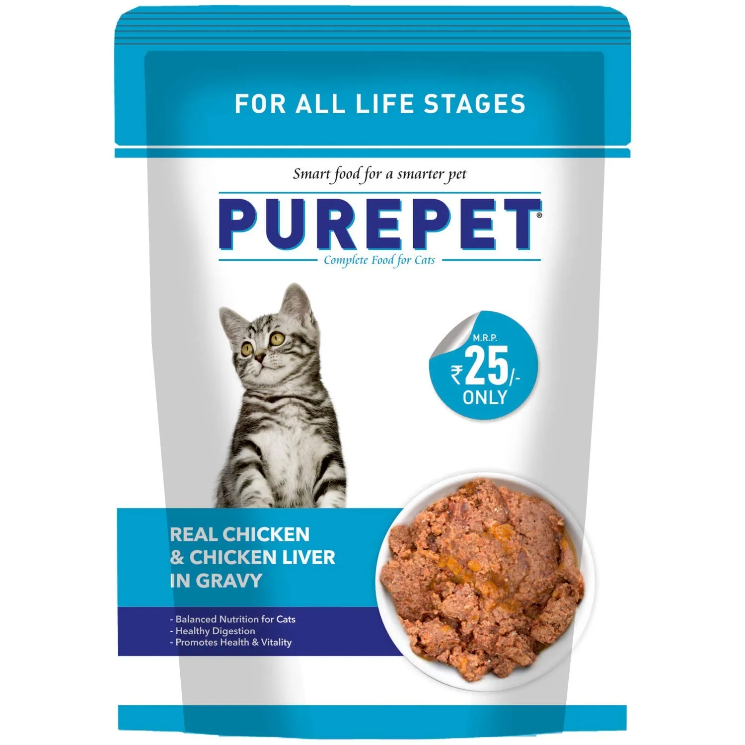 Purepet Real Chicken and Chicken Liver in Gravy Adult Cat 70g