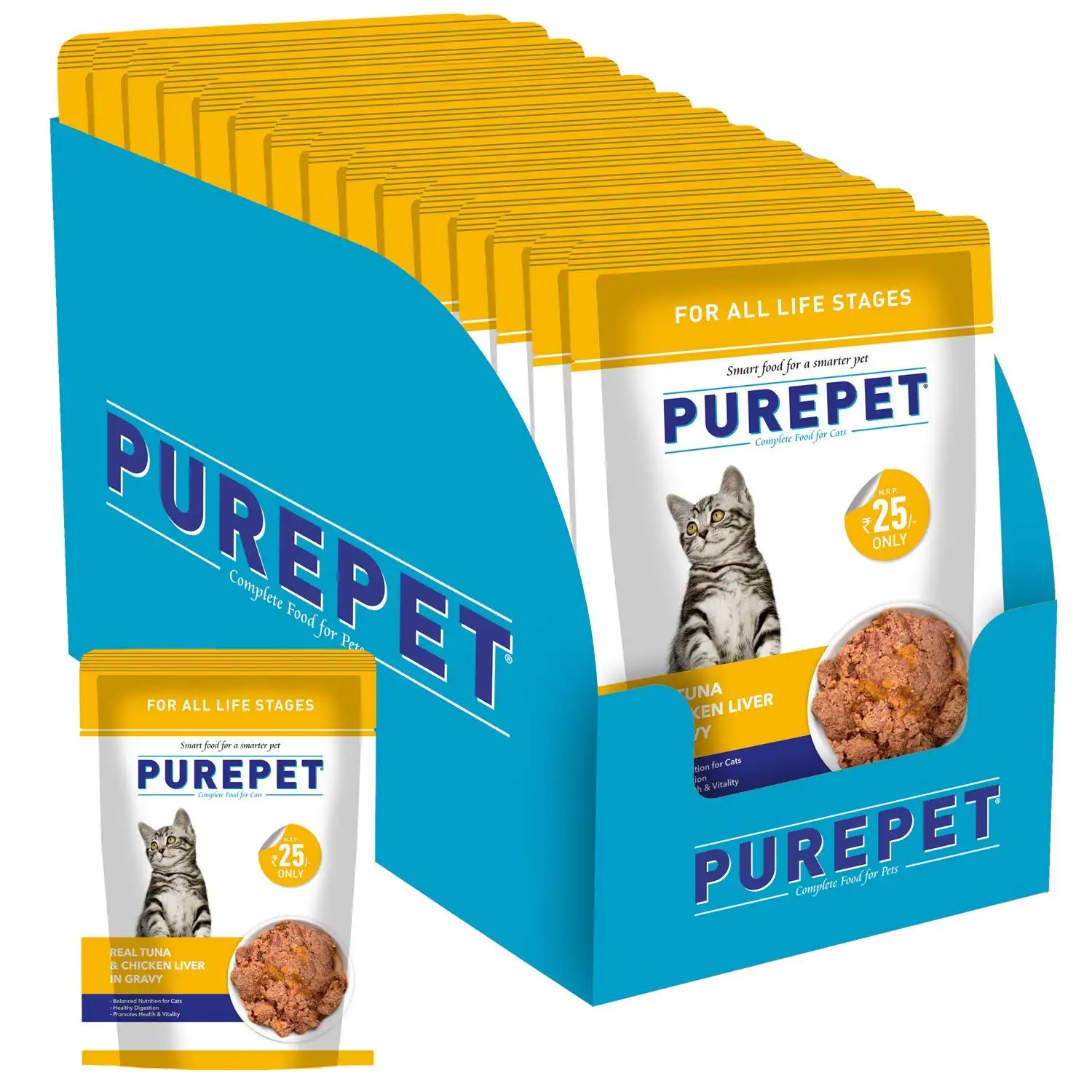 Purepet Real Chicken and Chicken Liver in Gravy Buy 2 – Get 1 Free – 210 G Adult Cat 210g