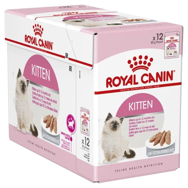 Royal Canin Kitten Loaf Mousse Pate   Pouch   pack of 12 Adult Cat Pack of 12