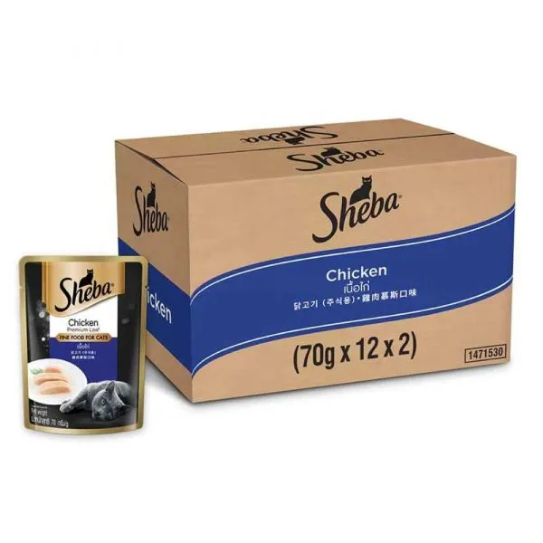 Sheba Adult Chicken Pouch 70 G   Pack Of 24   – Ecom Pack Adult Cat 1.68kg
