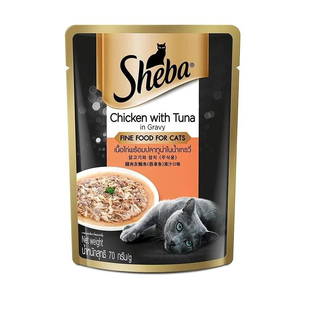 Sheba Chicken With Tuna In Gravy –   Pouch   Adult Cat 70g