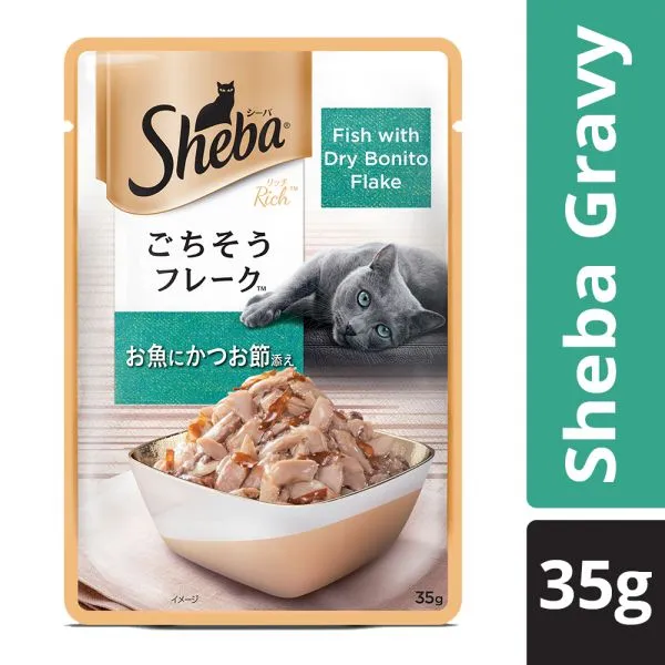 Sheba Fish With Dry Bonito Flake –   Pouch   Pack of 24 Adult Cat Pack of 24