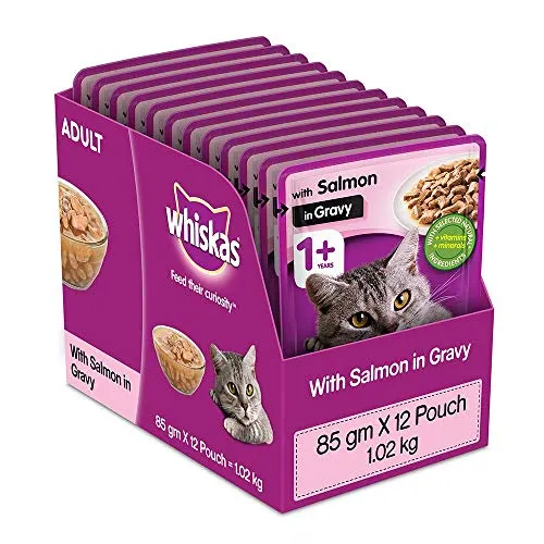 Whiskas With   Salmon in Gravy     Pouch   Adult Cat 85g