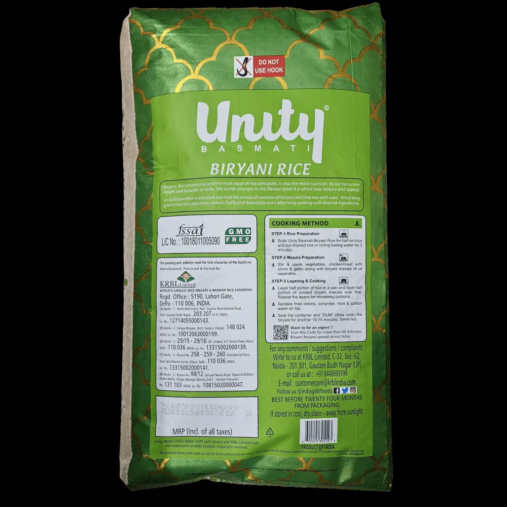 Unity Basmati Biryani Rice 30KG