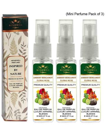 Menjewell Pack Of 3 Ambery Bergamot Floral Musk Eau de Parfum – 24 ml For Women