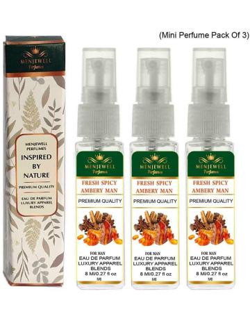 Menjewell Pack Of 3 Fresh Spicy Ambery Man Eau de Parfum – 24 ml For Men