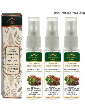 Menjewell Pack Of 3 Oud Wood Spicy Perfume Eau de Parfum – 24 ml For Men
